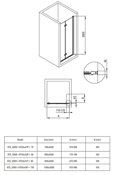 Deante Kerria Plus, nyitható zuhanyajtó 80x200cm, 6mm átlátszó üveg ActiveCoverrel, króm profil, KTSX042P