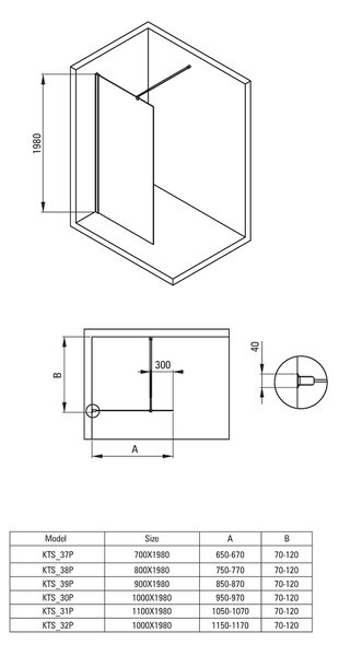 Deante Kerria Plus, Walk-in zuhany paraván 90cm, magasság 200cm, 6mm átlátszó üveg ActiveCoverrel, króm profil, KTS_039P