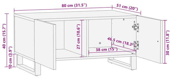 VidaXL Rusztikus Akácfa Dohányzóasztal - 80x51x40 cm