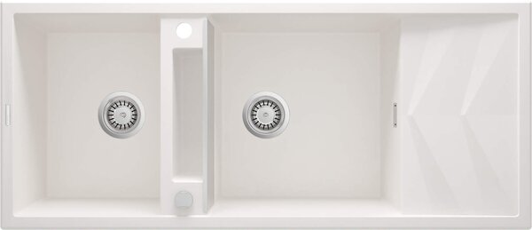 Deante Magnetic, 2-kamrás gránit mosogató lefolyóval 1160x500x224 mm, fehér, DEA-ZRM_A213