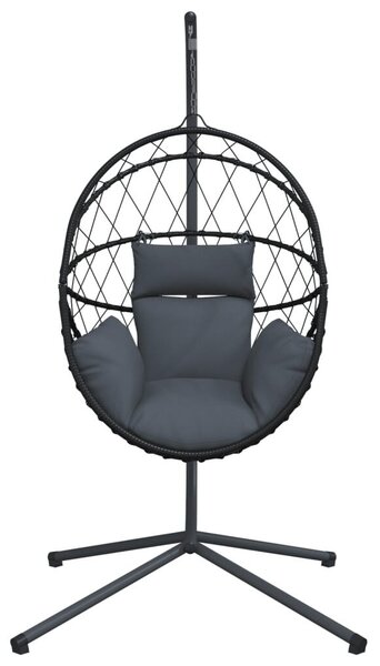 VidaXL antracitszürke rattan és acél függő kagylószék állvánnyal