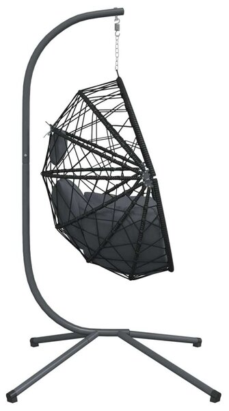 VidaXL antracitszürke rattan és acél függő kagylószék állvánnyal