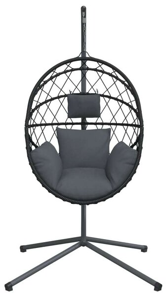 VidaXL antracitszürke rattan és acél függő kagylószék állvánnyal