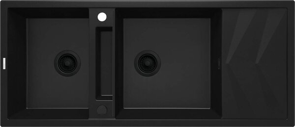 Deante Magnetic, 2 kamrás gránit mosogató lefolyóval 1160x500x224 mm, fekete matt, DEA-ZRM_N213