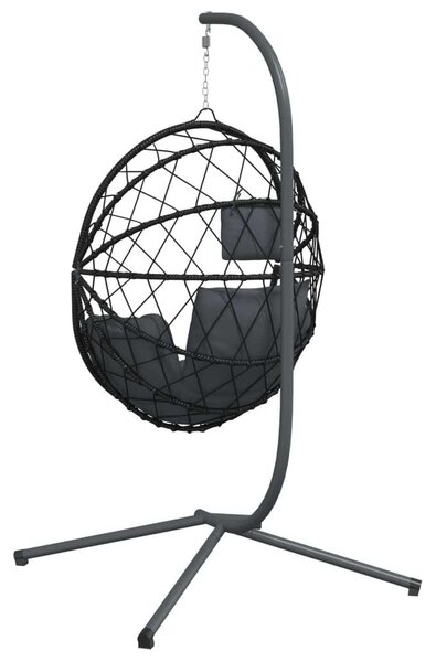 VidaXL antracitszürke rattan és acél függő kagylószék állvánnyal