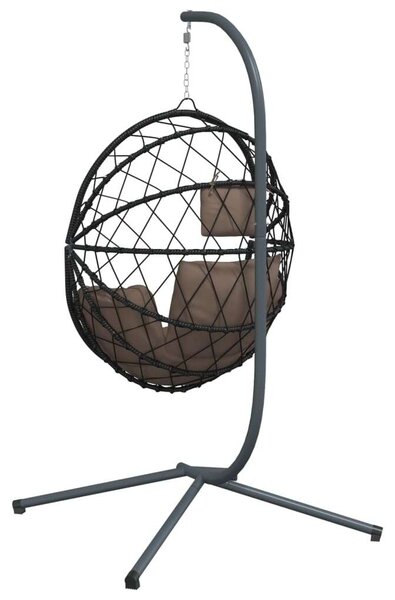 VidaXL tópszínű rattan és acél függő kagylószék állvánnyal