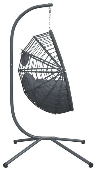 VidaXL szürke rattan és acél függő kagylószék állvánnyal