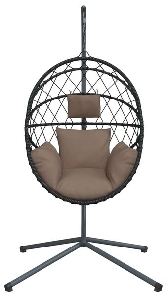 VidaXL tópszínű rattan és acél függő kagylószék állvánnyal