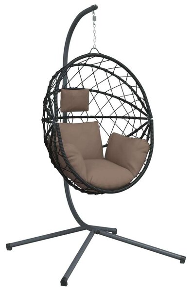 VidaXL tópszínű rattan és acél függő kagylószék állvánnyal