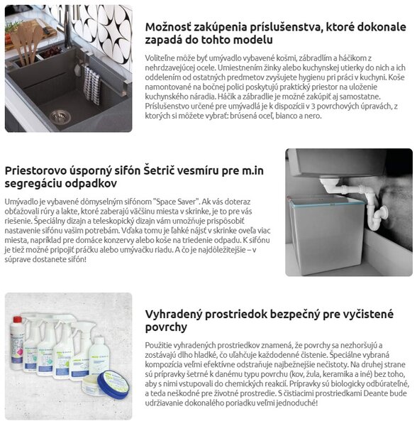 Deante Mágneses, gránit munkalap mosogató 690x500x219 mm, 3,5"+ helytakarékos szifon, 1,5 kamrás, fekete, ZRM_N503
