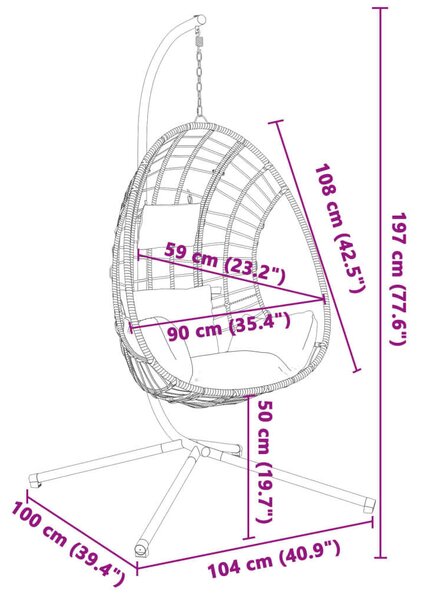 VidaXL rattan és acél függő kagylószék állvánnyal, antracitszürke