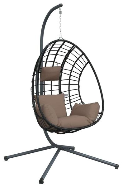 VidaXL tópszínű rattan és acél függő kagylószék állvánnyal