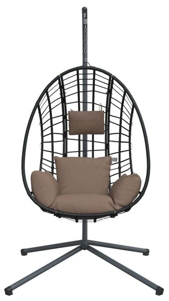 VidaXL tópszínű rattan és acél függő kagylószék állvánnyal