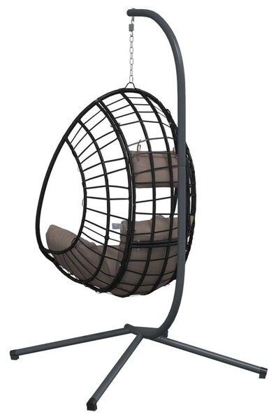 VidaXL tópszínű rattan és acél függő kagylószék állvánnyal
