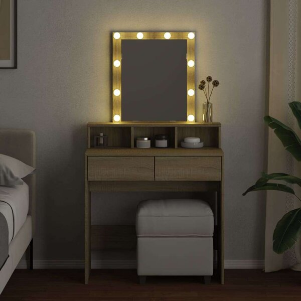 VidaXL Sminkasztal LED-del - Sonoma Tölgy - 80x41x144,5 cm