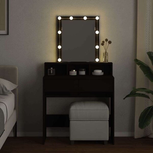 VidaXL Sminkasztal LED-del - Fekete - 80x41x144,5cm