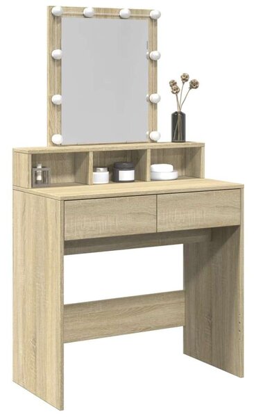 VidaXL Sminkasztal LED-del - Sonoma Tölgy - 80x41x144,5 cm