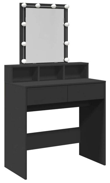 VidaXL Sminkasztal LED-del - Fekete - 80x41x144,5cm