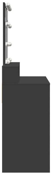 VidaXL Sminkasztal LED-del - Fekete - 80x41x144,5cm