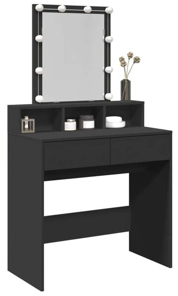 VidaXL Sminkasztal LED-del - Fekete - 80x41x144,5cm