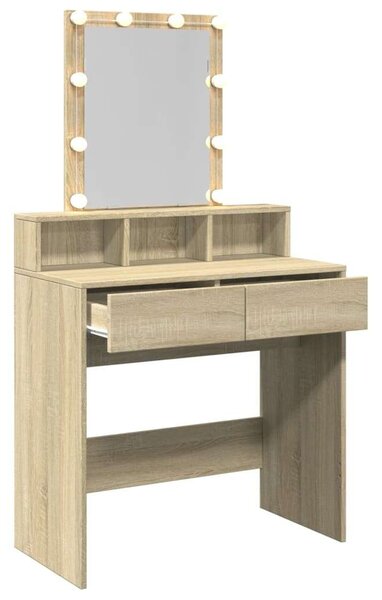 VidaXL Sminkasztal LED-del - Sonoma Tölgy - 80x41x144,5 cm