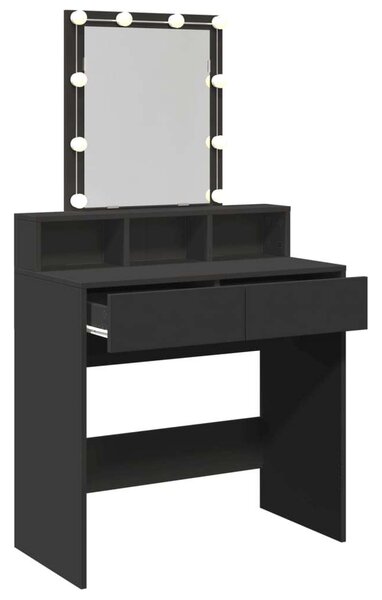 VidaXL Sminkasztal LED-del - Fekete - 80x41x144,5cm