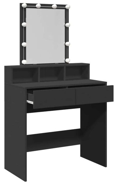VidaXL Sminkasztal LED-del - Fekete - 80x41x144,5cm