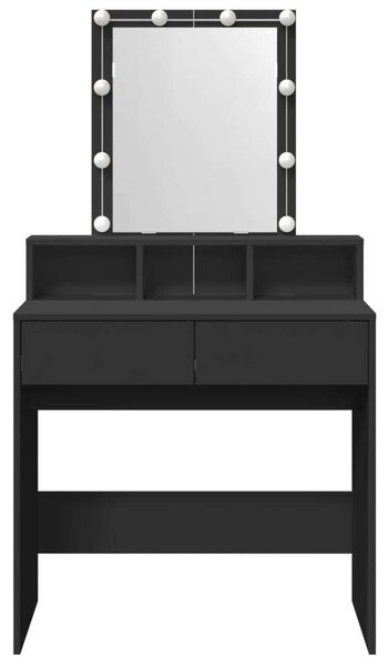 VidaXL Sminkasztal LED-del - Fekete - 80x41x144,5cm