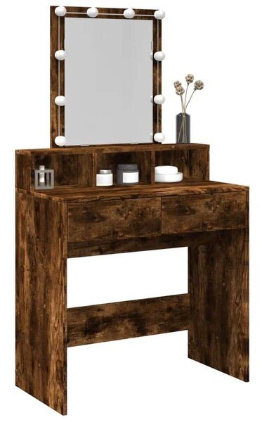 VidaXL füstös tölgy színű fésülködőasztal LED-del 80 x 41 x 144,5 cm