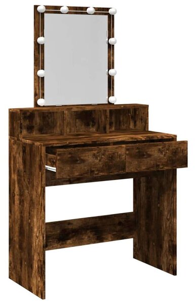 VidaXL füstös tölgy színű fésülködőasztal LED-del 80 x 41 x 144,5 cm