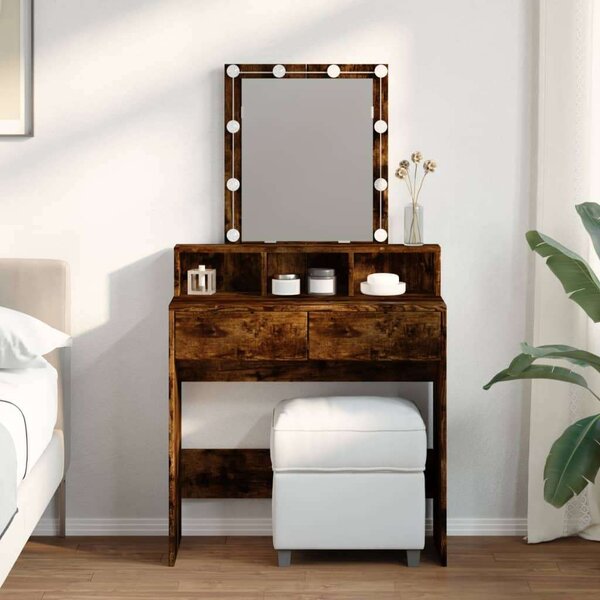 VidaXL füstös tölgy színű fésülködőasztal LED-del 80 x 41 x 144,5 cm