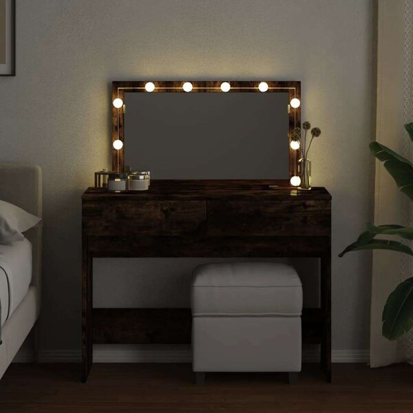 VidaXL Sminkasztal LED-del - Füstös Tölgy - 100x40x120 cm