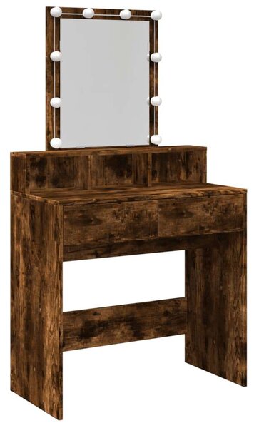 VidaXL füstös tölgy színű fésülködőasztal LED-del 80 x 41 x 144,5 cm