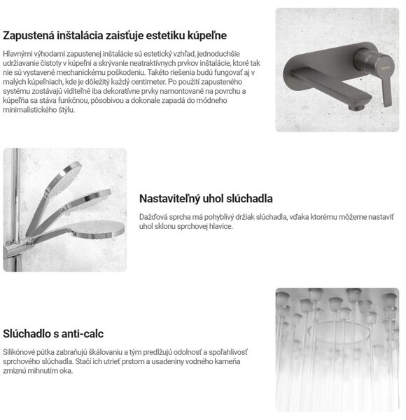 Deante Silia, 4 lyukú, rejtett kádcsaptelep zuhanykészlettel, grafit, DEA-BQS_D18P