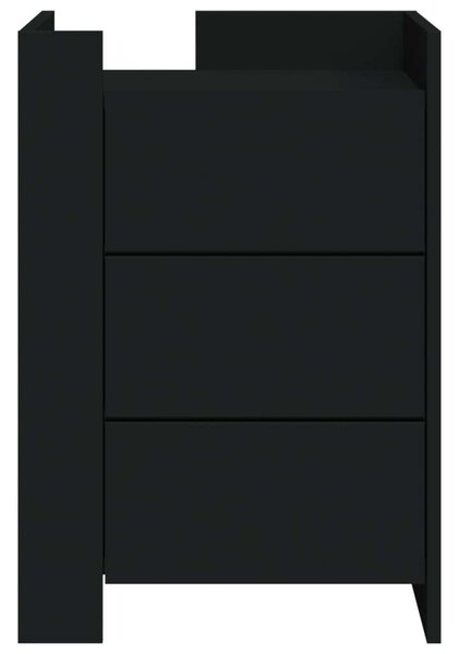 VidaXL Fekete Éjjeliszekrény - 3 Fiók - 45x50x65 cm