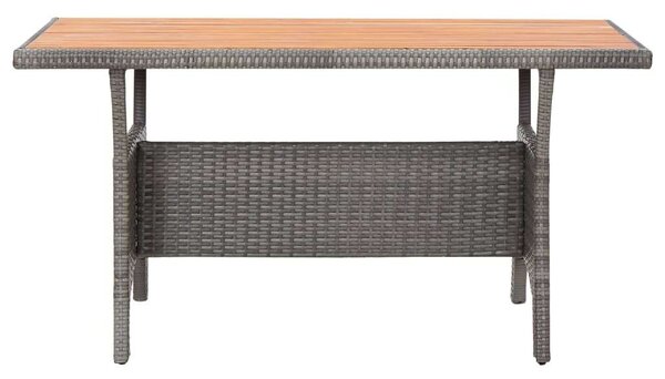 Akácfa Kerti Asztal - PE-Rattan - Szürke - 120x70x66 cm