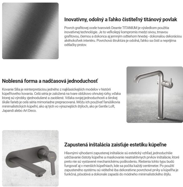 Deante Silia, rejtett bidé csaptelep, grafit, DEA-BQS_D34M