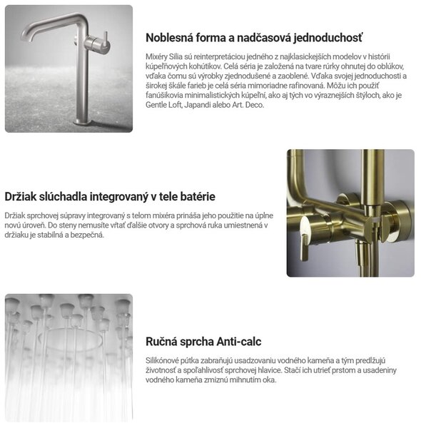 Deante Silia, zuhanycsap kézizuhany garnitúrával, arany matt, BQS_R41M