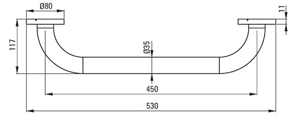 Deante Vital tartozékok, fali fém fogantyú 530 mm, csiszolt acél, NIV_041B