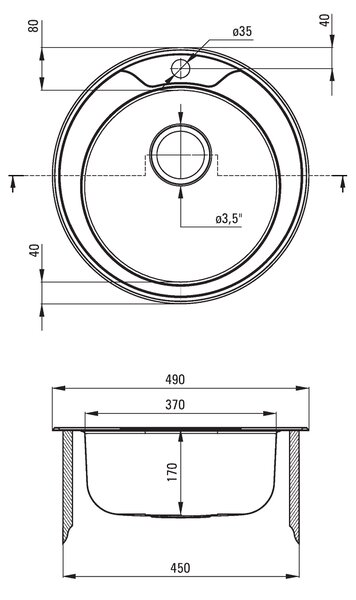 Deante Twist, rozsdamentes acél munkalap mosogató 1 kamrás B/O 490x170 3,5" + szifon, szatén mintás gallérral, ZHC_0803