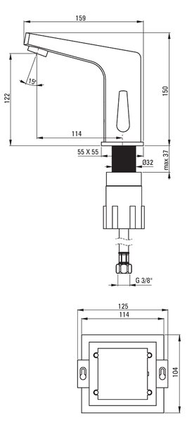 Deante Deante, érzékelős mosdócsaptelep testhőmérséklet szabályozással 230 / 6V, króm, BCH_029V