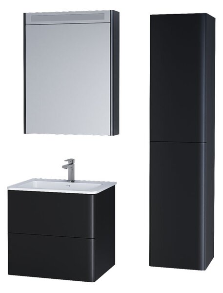 Mereo Mereo, Siena, fürdőszoba szekrény öntött márvány mosdóval 81 cm, fehér, antracit, fekete, MER-CN411M