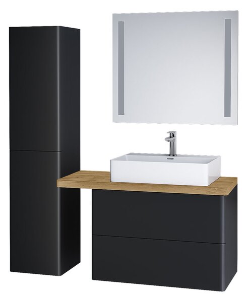 Mereo Mereo, Siena, fürdőszoba szekrény öntött márvány mosdóval 81 cm, fehér, antracit, fekete, MER-CN411M
