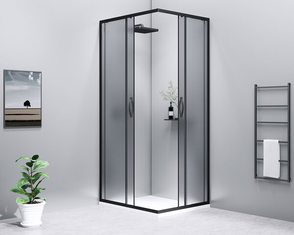 Gelco Gelco, SIGMA SIMPLY BLACK négyszögletes zuhanyparaván 1000x900 mm, L/P változat, sarokbejárat, Tégla üveg, GS2410B-03