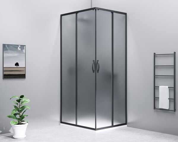 Gelco Gelco, SIGMA SIMPLY BLACK négyszögletes zuhanyparaván 1000x900 mm, L/P változat, sarokbejárat, Tégla üveg, GS2410B-03