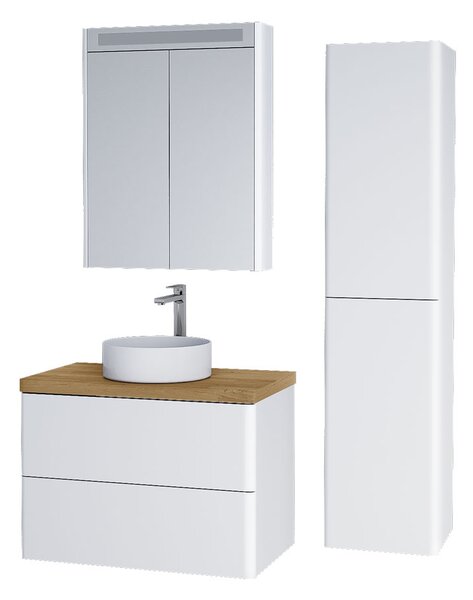 Mereo Mereo, Siena, fürdőszoba szekrény öntött márvány mosdóval 81 cm, fehér, antracit, fekete, MER-CN411M