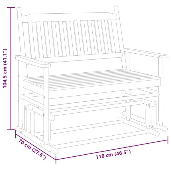 VidaXL fehér tömör nyárfa hintapad 118 x 70 x 104,5 cm
