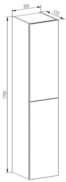 Mereo Mereo, Aira, fürdőszoba szekrény 157 cm magas, balra nyíló, fehér, tölgy, szürke, MER-CN714LN