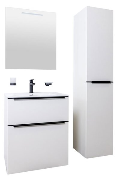 Mereo Mereo, Mailo, fürdőszoba szekrény öntött márvány mosdóval 81 cm, fehér, tölgy, antracit, MER-CN541MB