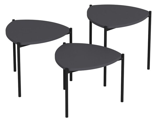 Lerakóasztal, háromszögű, 3 részes, antracitszürke - YEUX